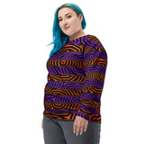 Orange and Purple Spooky Stripes All Over Print Halloween Sweatshirt | BigTexFunkadelic