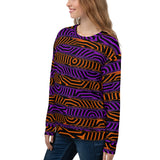 Orange and Purple Spooky Stripes All Over Print Halloween Sweatshirt | BigTexFunkadelic