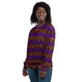 Orange and Purple Spooky Stripes All Over Print Halloween Sweatshirt | BigTexFunkadelic