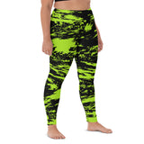 Black Lime Bolt Glitch High-Waisted Yoga Leggings | Women's Activewear | BigTexFunkadelic