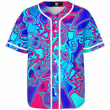Psychedelic Liquid Plasma Blue and Pink Unisex Baseball Jersey | EDM Festival Fashion Ravewear | BigTexFunkadelic
