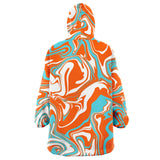 Orange Turquoise and White Oil Spill Sherpa Lined Oversized Hoodie Blanket | Gift Ideas | BigTexFunkadelic