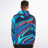 Blue Centripetal Rave Abstract Unisex Fleece Lined Zip-Up Hoodie | EDM Festival Fashion | BigTexFunkadelic