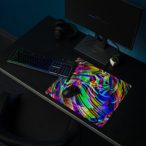 Psychedelic Rainbow Glitch Warp Gaming Mouse Pad | 18