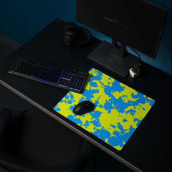 Yellow and Blue Paint Splatter Gaming Mouse Pad | 18