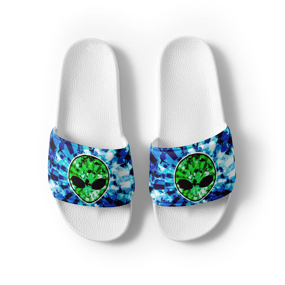 Blue Acid Wash Alien Tie-Dye Men's Slide Sandals | BigTexFunkadelic