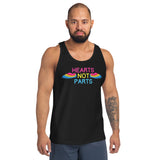 Hearts Not Parts Pansexual Pride Unisex Tank Top | LGBTQ+ Pride | BigTexFunkadelic