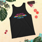 Hearts Not Parts Pansexual Pride Unisex Tank Top | LGBTQ+ Pride | BigTexFunkadelic