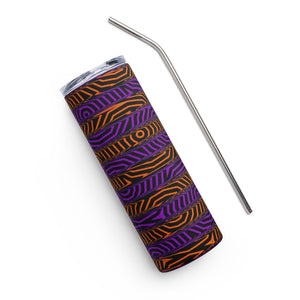 Orange and Purple Spooky Stripes 20 oz Stainless Steel Halloween Tumbler | BigTexFunkadelic