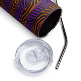 Orange and Purple Spooky Stripes 20 oz Stainless Steel Halloween Tumbler | BigTexFunkadelic