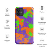 90s Kid Green, Purple and Orange Slime Splatter Glossy Tough Case for iPhone® 11 | Tech Accessories | BigTexFunkadelic