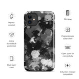 Black White and Grey Paint Splatter Glossy Tough Case for iPhone® 11 | Tech Accessories | BigTexFunkadelic