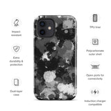 Black White and Grey Paint Splatter Glossy Tough Case for iPhone® 12 | Tech Accessories | BigTexFunkadelic