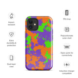 90s Kid Green, Purple and Orange Slime Splatter Glossy Tough Case for iPhone® 12 Mini | Tech Accessories | BigTexFunkadelic