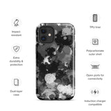 Black White and Grey Paint Splatter Glossy Tough Case for iPhone® 12 Mini | Tech Accessories | BigTexFunkadelic