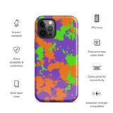 90s Kid Green, Purple and Orange Slime Splatter Glossy Tough Case for iPhone® 12 Pro | Tech Accessories | BigTexFunkadelic