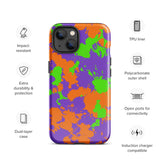 90s Kid Green, Purple and Orange Slime Splatter Glossy Tough Case for iPhone® 13 | Tech Accessories | BigTexFunkadelic