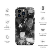 Black White and Grey Paint Splatter Glossy Tough Case for iPhone® 13 Pro | Tech Accessories | BigTexFunkadelic