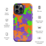 90s Kid Green, Purple and Orange Slime Splatter Glossy Tough Case for iPhone® 13 Pro Max | Tech Accessories | BigTexFunkadelic