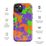 90s Kid Green, Purple and Orange Slime Splatter Glossy Tough Case for iPhone® 14 Plus | Tech Accessories | BigTexFunkadelic