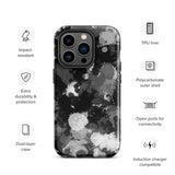 Black White and Grey Paint Splatter Glossy Tough Case for iPhone® 14 Pro | Tech Accessories | BigTexFunkadelic