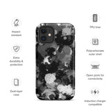 Black White and Grey Paint Splatter Matte Tough Case for iPhone® 12 Mini | Tech Accessories | BigTexFunkadelic