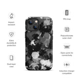Black White and Grey Paint Splatter Matte Tough Case for iPhone® 13 Mini | Tech Accessories | BigTexFunkadelic