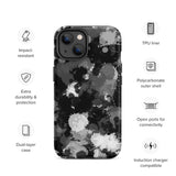 Black White and Grey Paint Splatter Matte Tough Case for iPhone® 14 | Tech Accessories | BigTexFunkadelic