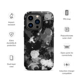 Black White and Grey Paint Splatter Matte Tough Case for iPhone® 14 Pro | Tech Accessories | BigTexFunkadelic