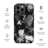 Black White and Grey Paint Splatter Matte Tough Case for iPhone® 14 Pro Max | Tech Accessories | BigTexFunkadelic