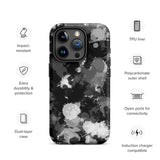 Black White and Grey Paint Splatter Matte Tough Case for iPhone® 15 Pro | Tech Accessories | BigTexFunkadelic