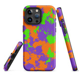 90s Kid Green, Purple and Orange Slime Splatter Matte Tough Case for iPhone® 15 Pro Max | Tech Accessories | BigTexFunkadelic