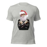 Rock N’ Roll Santa Unisex Short-Sleeve Christmas T-Shirt | Athletic Heather Light Color Gray | BigTexFunkadelic