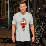 Boxing Santa Short-Sleeve Unisex Christmas T-Shirt | Athletic Heather Light Gray | BigTexFunkadelic