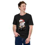 Rock N’ Roll Santa Unisex Short-Sleeve Christmas T-Shirt | Black Heather | BigTexFunkadelic