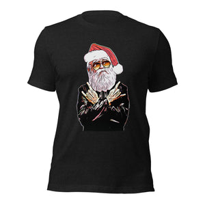 Rock N’ Roll Santa Unisex Short-Sleeve Christmas T-Shirt | Asphalt Color Gray | BigTexFunkadelic
