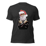 Rock N’ Roll Santa Unisex Short-Sleeve Christmas T-Shirt | Dark Gray Heather | BigTexFunkadelic