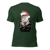 Rock N’ Roll Santa Unisex Short-Sleeve Christmas T-Shirt | Forest Green | BigTexFunkadelic