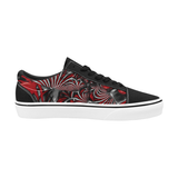 Crimson Burst Fractal Men's Low Top Skateboarding Shoes | BigTexFunkadelic