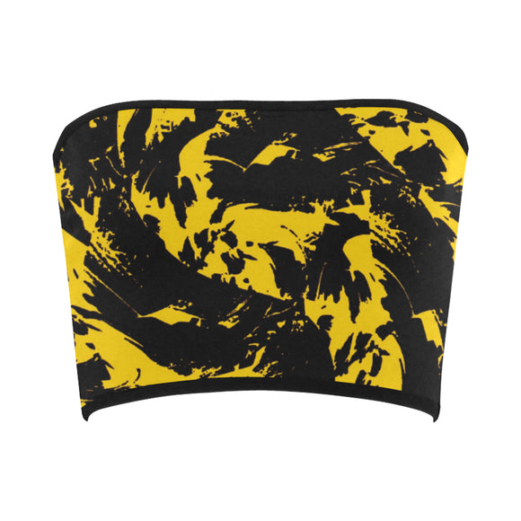 Black and Yellow Paint Splatter Bandeau Top | BigTexFunkadelic