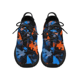 Blue and Orange Paint Splatter Abstract Men's Breathable Woven Running Shoes | BigTexFunkadelic
