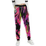 Pink and Black Psychedelic Rave Women's All Over Print Jogger Sweatpants | BigTexFunkadelic