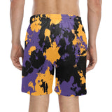 Purple Gold and Black Legends Paint Splatter Swim Shorts | BigTexFunkadelic
