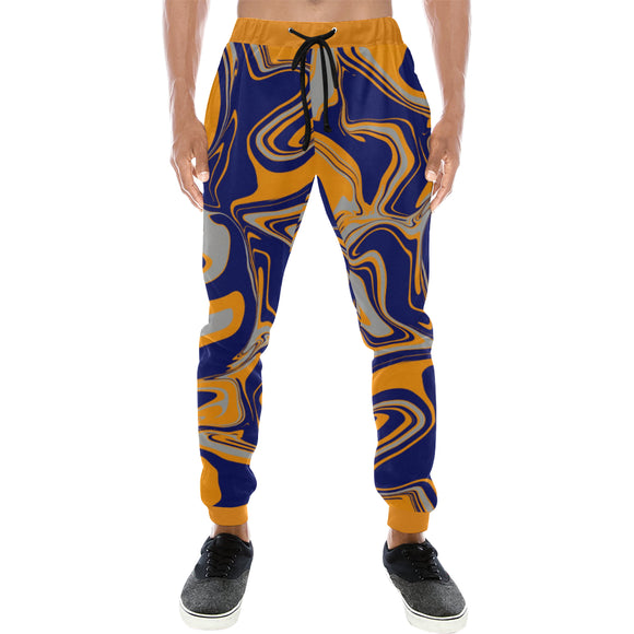 Navy Orange and Grey Oil Slick Men's Big & Tall All Over Print Jogger Sweatpants | BigTexFunkadelic