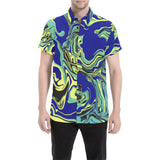 Blue Tang Psychedelic Short Sleeve Button Up Shirt | BigTexFunkadelic