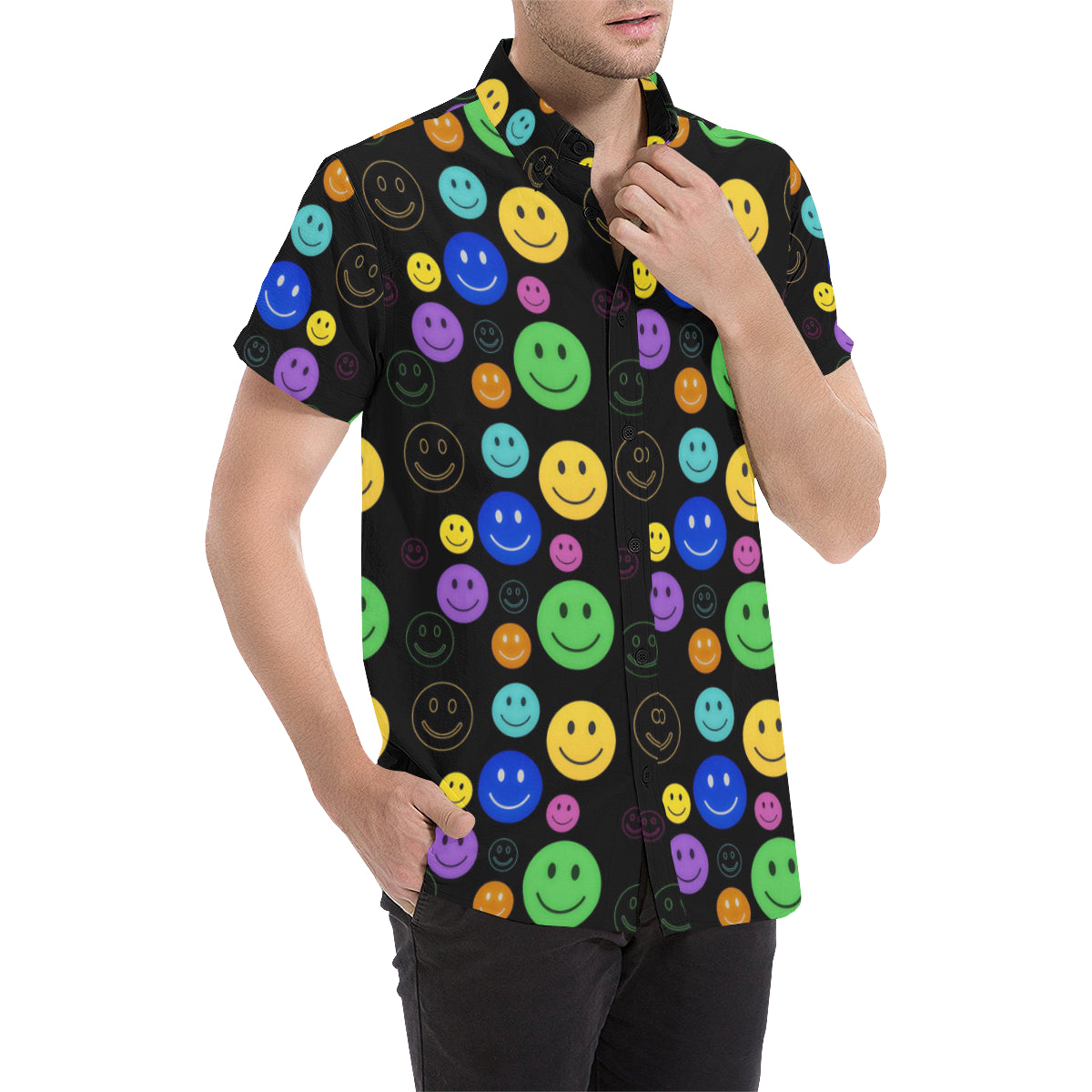 Smiley Face Short Sleeve Button Up Shirt – BigTexFunkadelic