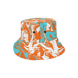 Orange Turquoise and White Oil Spill Bucket Hat | BigTexFunkadelic