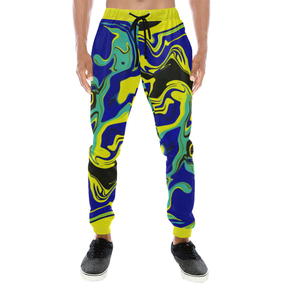 Blue Tang Psychedelic All Over Print Light-Weight Men's Jogger Sweatpa ...