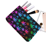 Black Rainbow Weed Print Canvas 8''x 6'' Carry-All Zipper Pouch | BigTexFunkadelic