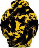 Black and Yellow Paint Splatter Zip-Up Hoodie | BigTexFunkadelic
